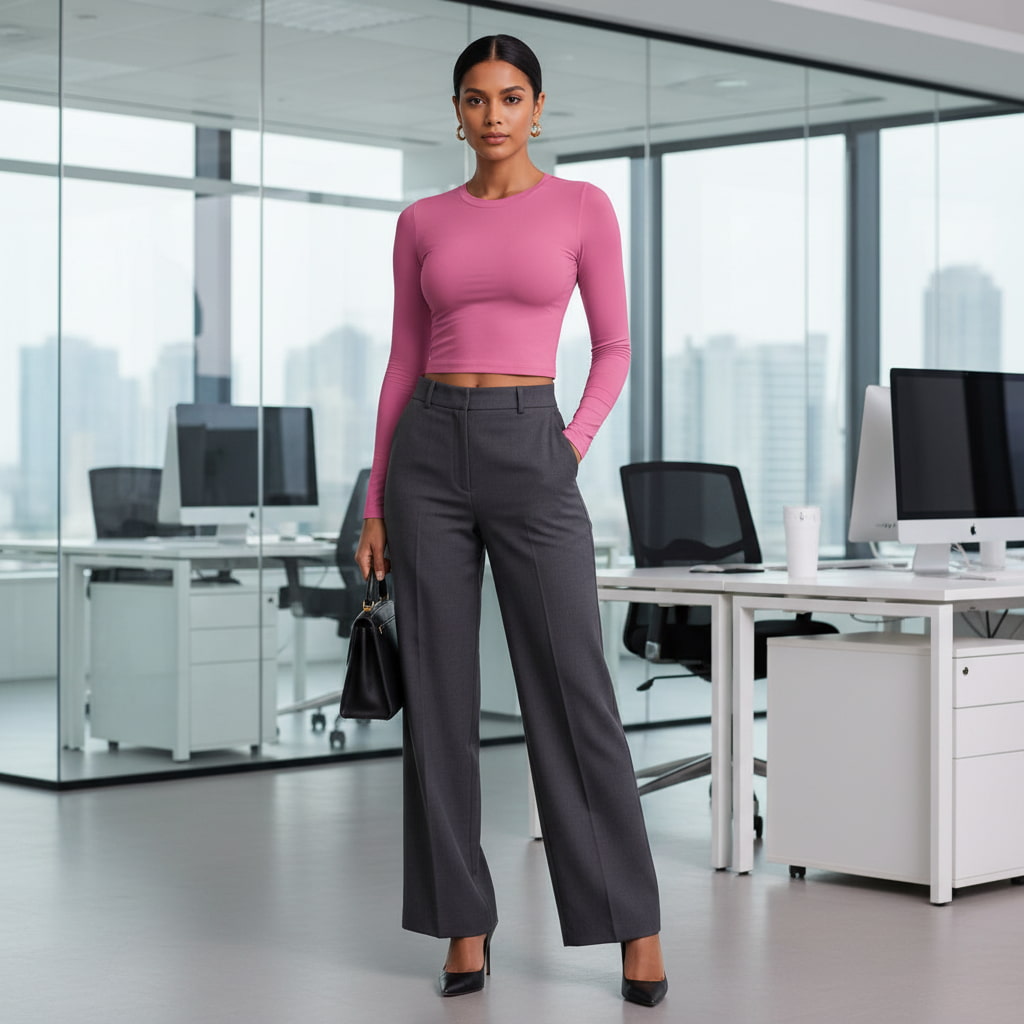 ELAN COTTS Women's Full Sleeve Crop Top – Slim Fit | 220 GSM Stretch Athleisure Wear