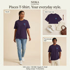 NEIKA Pisces Zodiac Unisex Cotton T-Shirt, 180 GSM Regular Fit