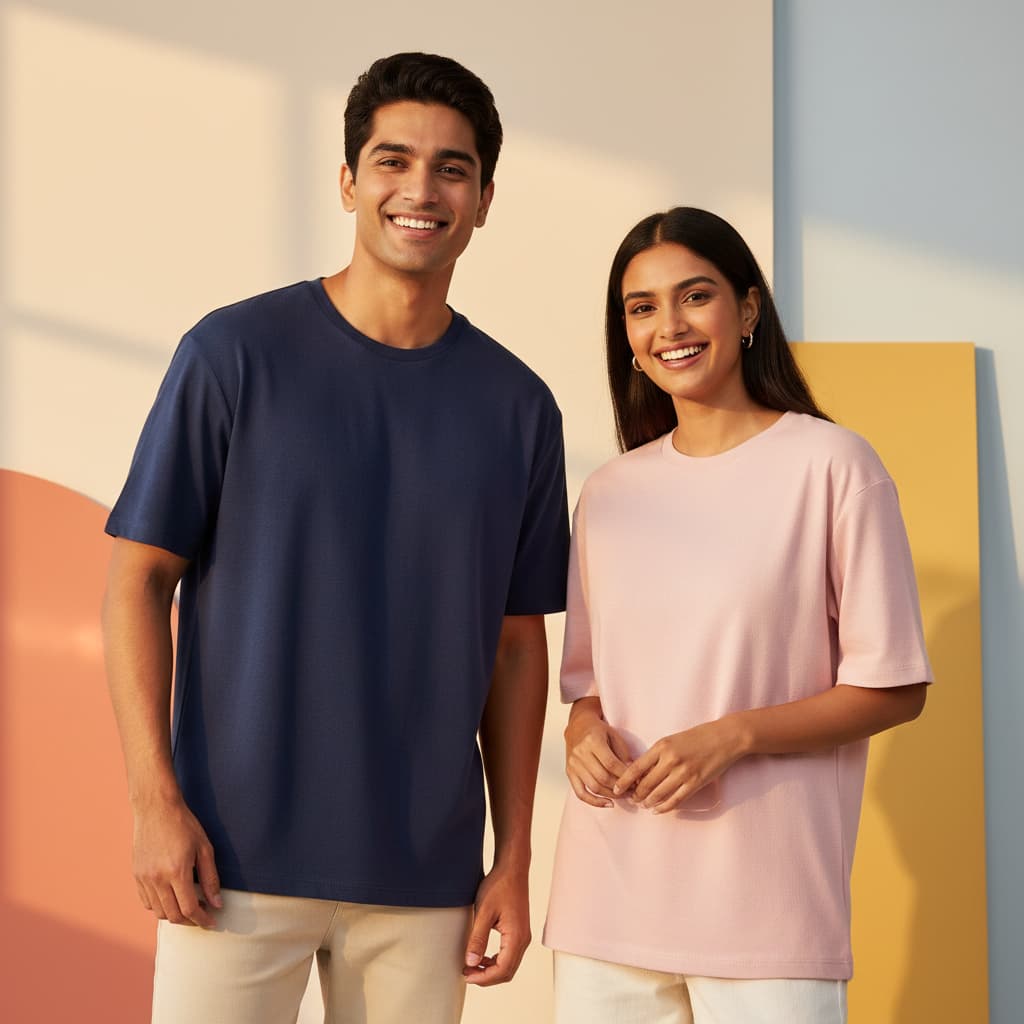 ELAN COTTS Men & Women's Terry Oversized T-Shirt – 260 GSM Cotton-Poly | Drop Shoulder Relaxed Fit