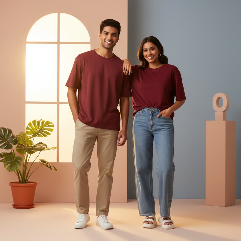 ELAN COTTS Men & Women's Terry Oversized T-Shirt – 260 GSM Cotton-Poly | Drop Shoulder Relaxed Fit