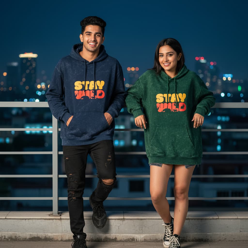 ELAN COTTS Men & Women's Acid Wash Oversized Hoodie – 100% Cotton | 300 GSM Extended Sleeves Streetwear