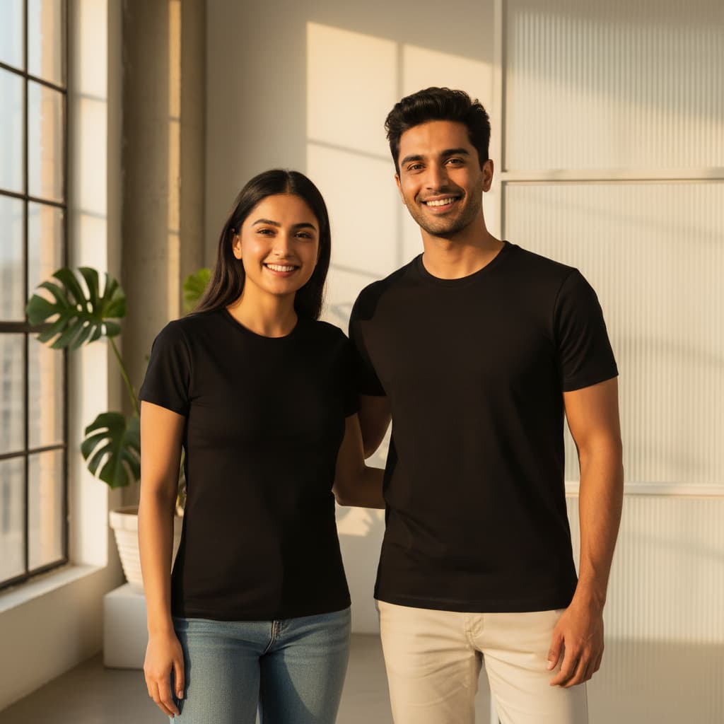 ELAN COTTS Stretch Roundneck T-Shirt for Men & Women – 95% Cotton & Elastane | Soft, Flexible & Breathable