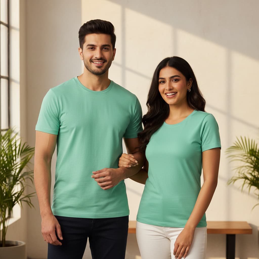 ELAN COTTS Stretch Roundneck T-Shirt for Men & Women – 95% Cotton & Elastane | Soft, Flexible & Breathable