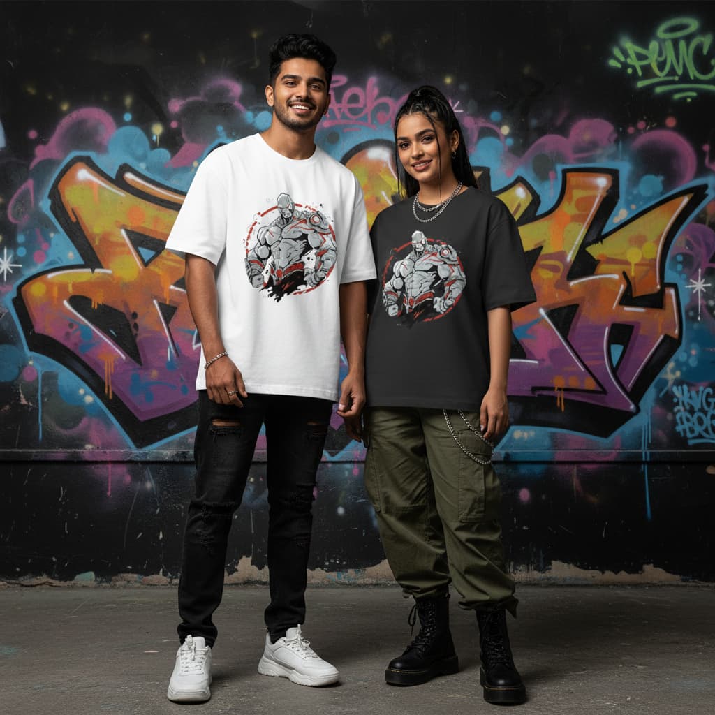 ELAN COTTS Men & Women Oversized Roundneck T-Shirt – 100% Cotton | 180 GSM Drop Shoulder Structured Drape