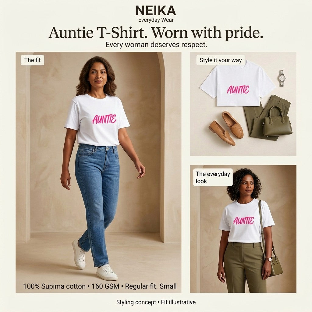 NEIKA Women's Auntie Graphic Supima Cotton T-Shirt, 160 GSM