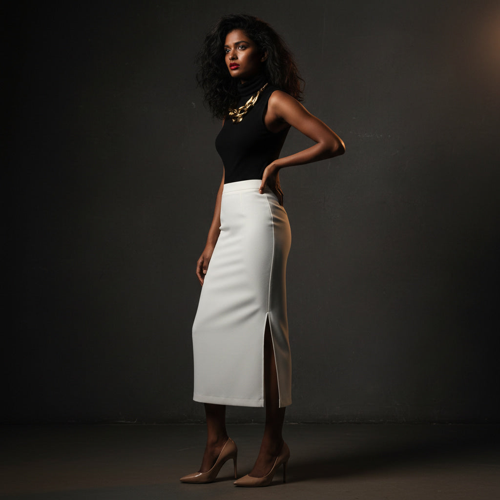ELAN COTTS Women's Pencil Skirt – Classic Silhouette with Side Slit | Stretch Poly-Spandex
