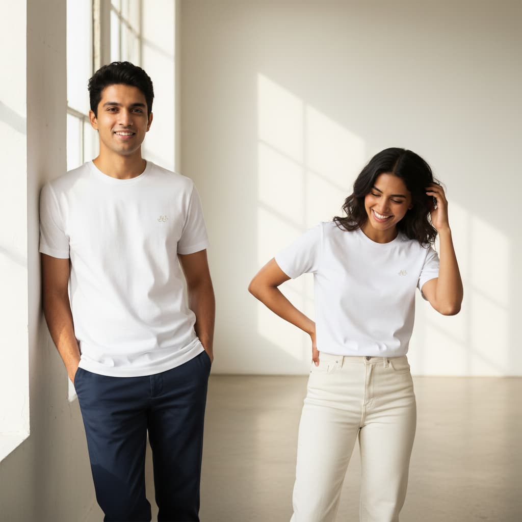 ELAN COTTS Men's & Women's Basic Roundneck T-Shirt – 180 GSM Poly-Cotton | Lightweight & Breathable