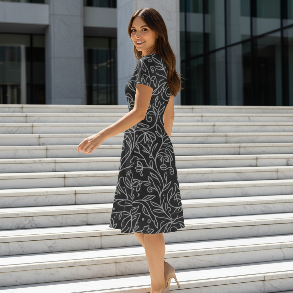 Women's line Dress - Designed in a flattering fit-and-flare silhouette that shapes the body gently while allowing ease of movement.