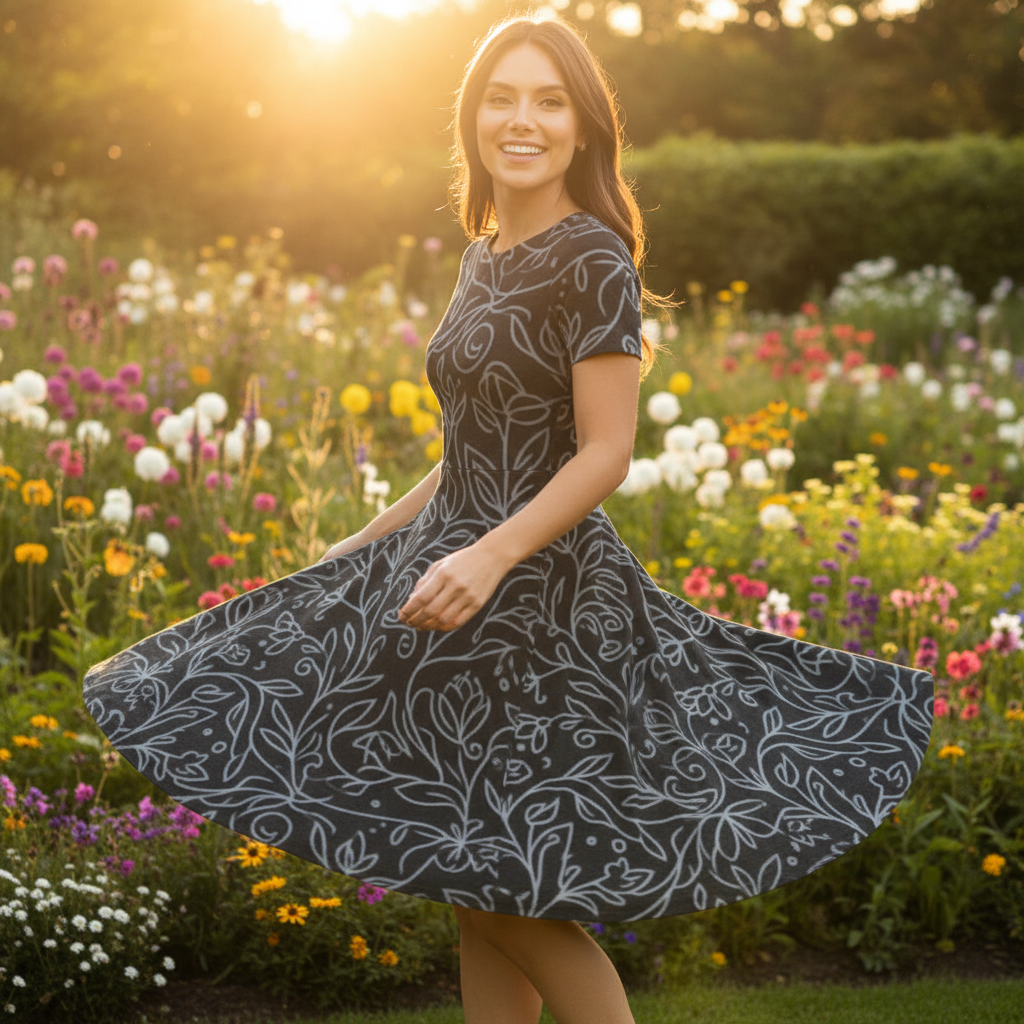 Women's line Dress - Designed in a flattering fit-and-flare silhouette that shapes the body gently while allowing ease of movement.